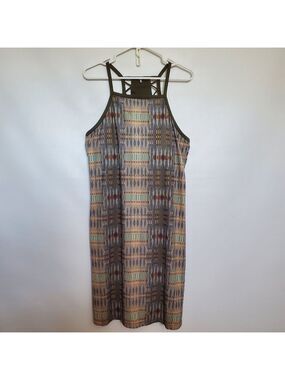 PRANA ARDOR CARGO ATHLETIC DRESS GREEN GEOMETRIC PRINT WOMENS (XL)